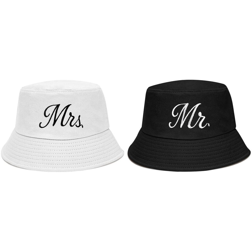 8602 Couples Bucket Hats - Wedding Gift Set for Bride and Groom, Bridal